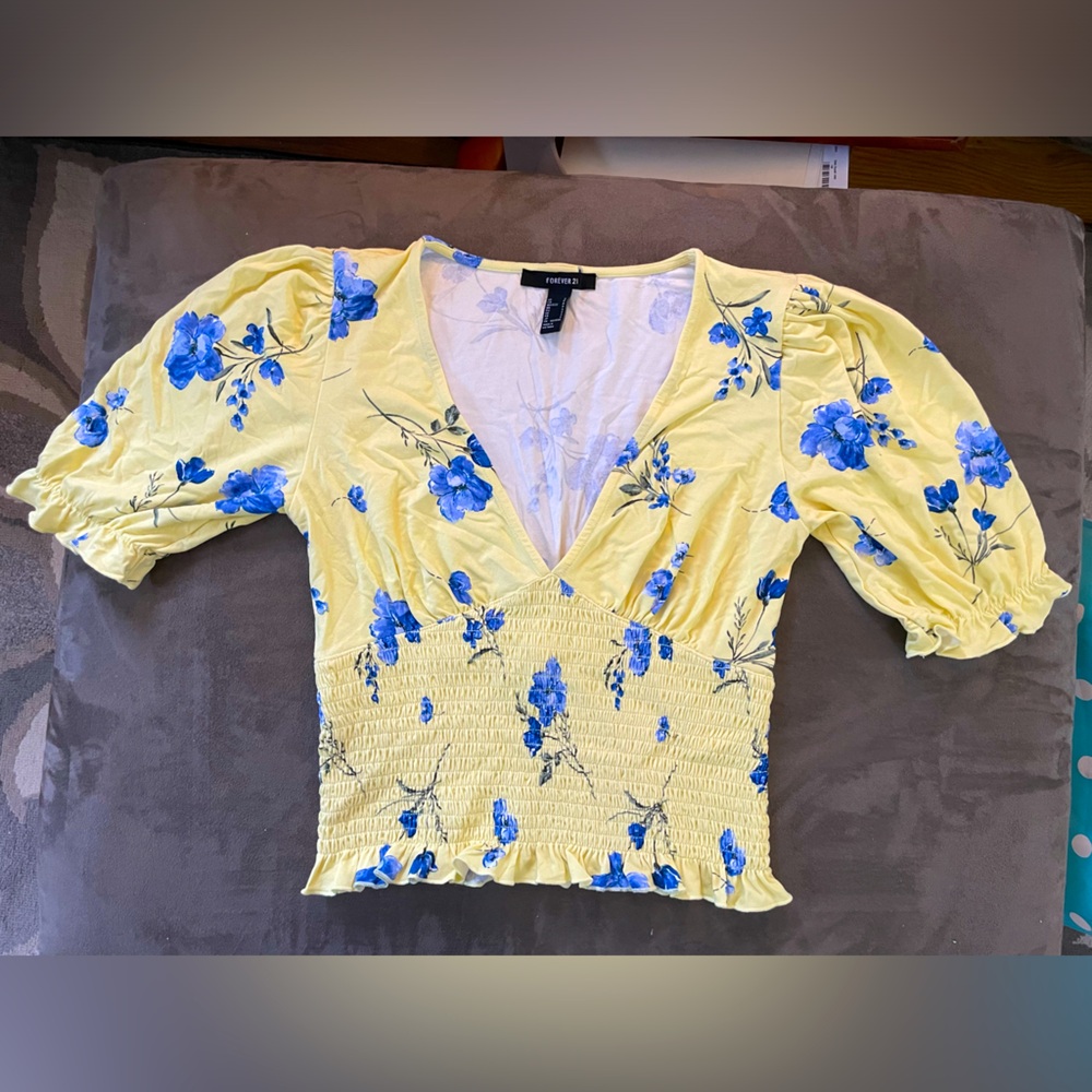 Yellow and Blue Juniors Top